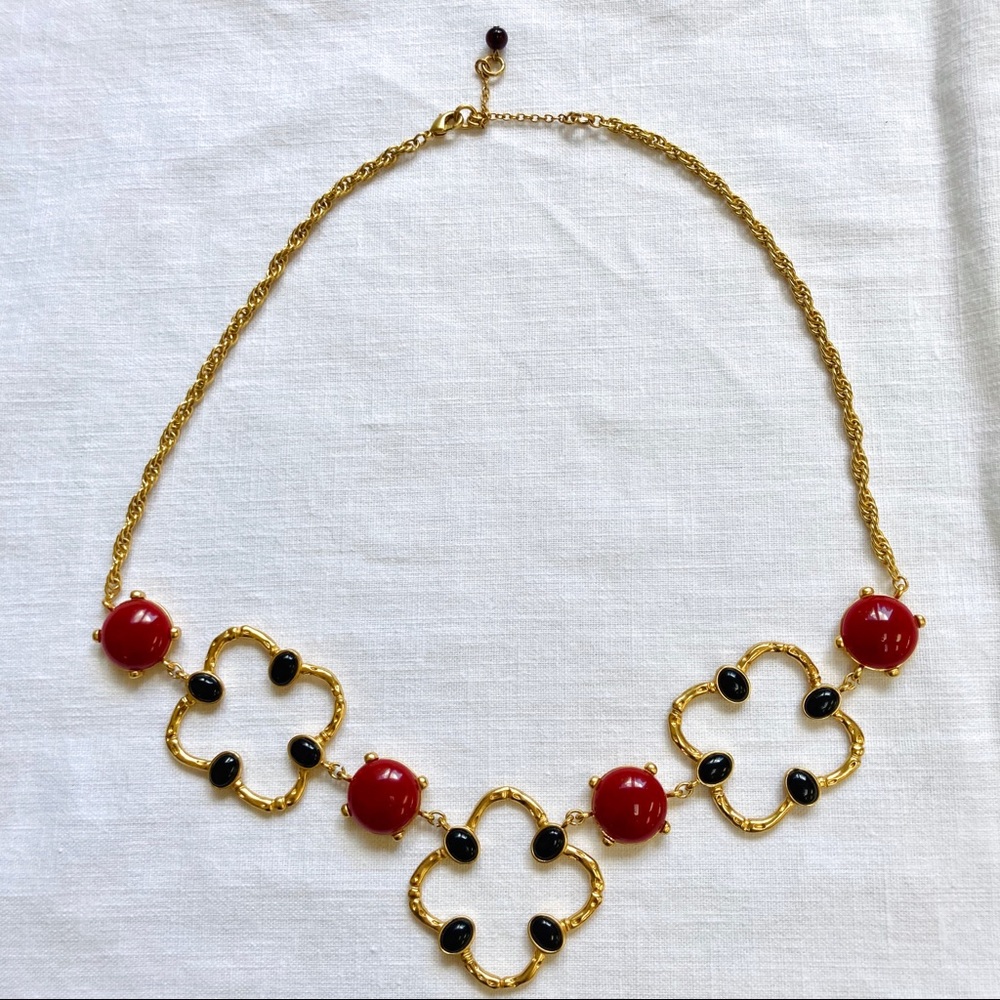 Banana Republic Red & Black Stone Gold Necklace